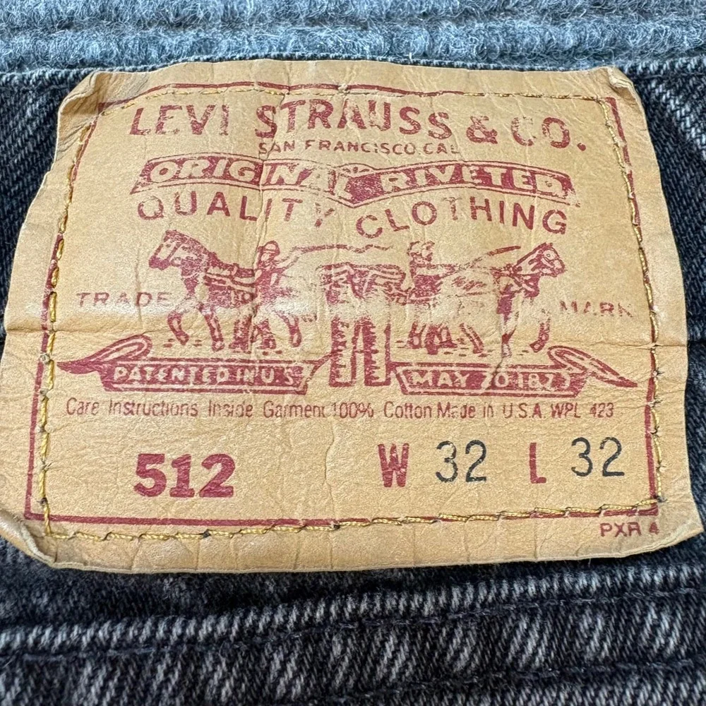 Vintage Levis 512 Jeans Mens 32x32 Faded Black Slim Tapered Made in USA Denim